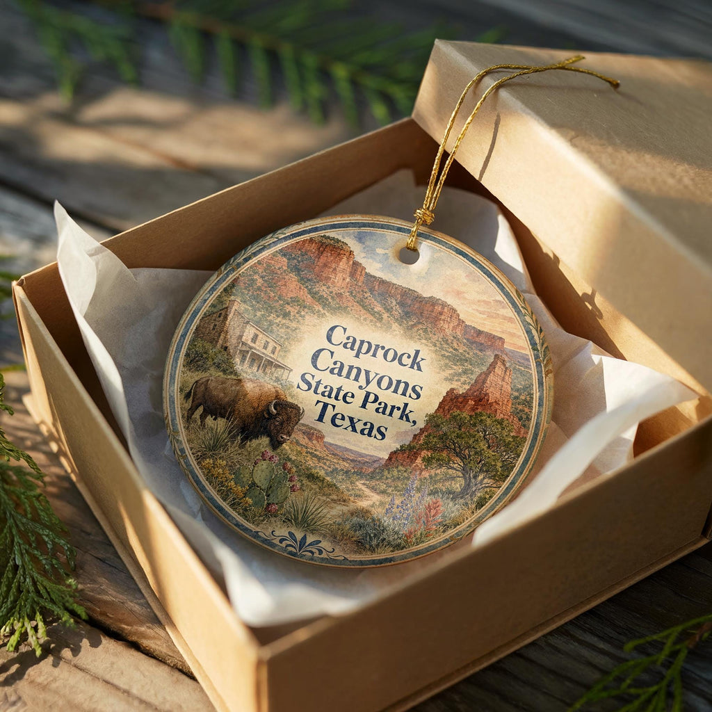 Caprock Canyons State Park Texas Watercolor Ceramic Ornament, Scenic Canyon Landscape Souvenir Gift, Travel Keepsake Decor — photo 8
