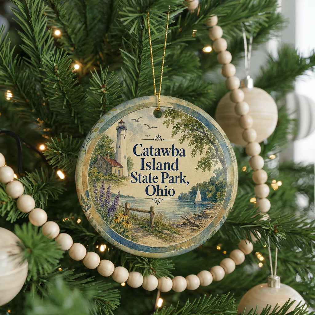 Catawba Island State Park Ohio Watercolor Ceramic Ornament, Lake Erie Travel Souvenir, Vacation Keepsake Gift — photo 6