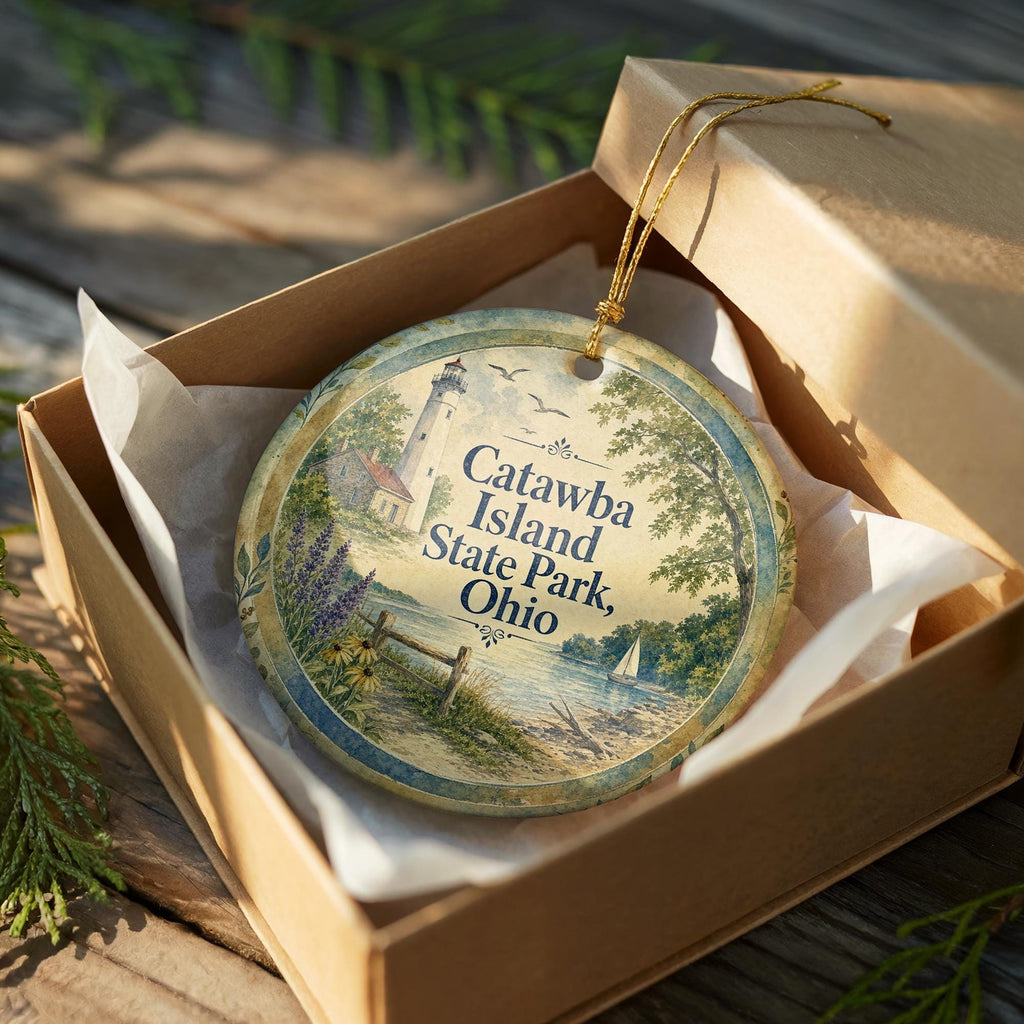 Catawba Island State Park Ohio Watercolor Ceramic Ornament, Lake Erie Travel Souvenir, Vacation Keepsake Gift — photo 8