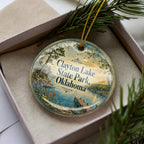 Clayton Lake State Park Oklahoma Watercolor Ceramic Ornament, Clayton Lake OK Travel Souvenir, State Park Keepsake Gift — photo 2