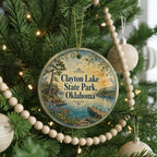 Clayton Lake State Park Oklahoma Watercolor Ceramic Ornament, Clayton Lake OK Travel Souvenir, State Park Keepsake Gift — photo 6