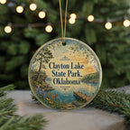 Clayton Lake State Park Oklahoma Watercolor Ceramic Ornament, Clayton Lake OK Travel Souvenir, State Park Keepsake Gift — photo 7