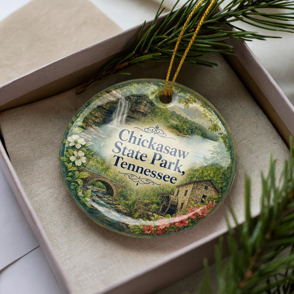 Chickasaw State Park Tennessee Ceramic Ornament, Watercolor State Park Souvenir, Tennessee Travel Keepsake, Park Landmark Gift — photo 3
