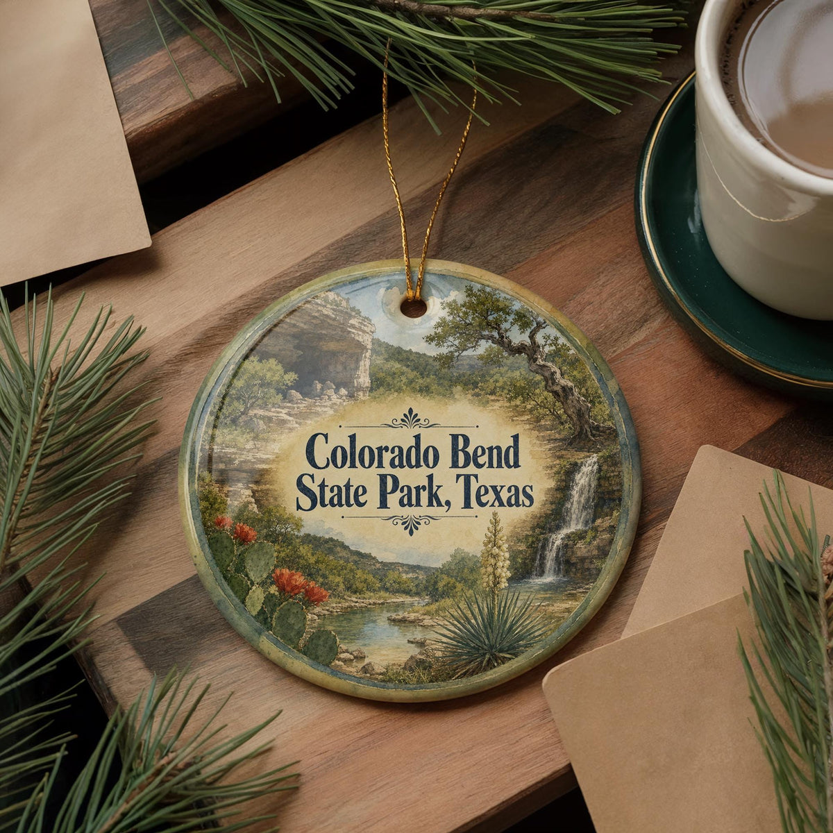 Colorado Bend State Park Texas Ceramic Ornament, Watercolor Park Landscape Souvenir, Travel Keepsake Gift, Texas State Park Decor — photo 5