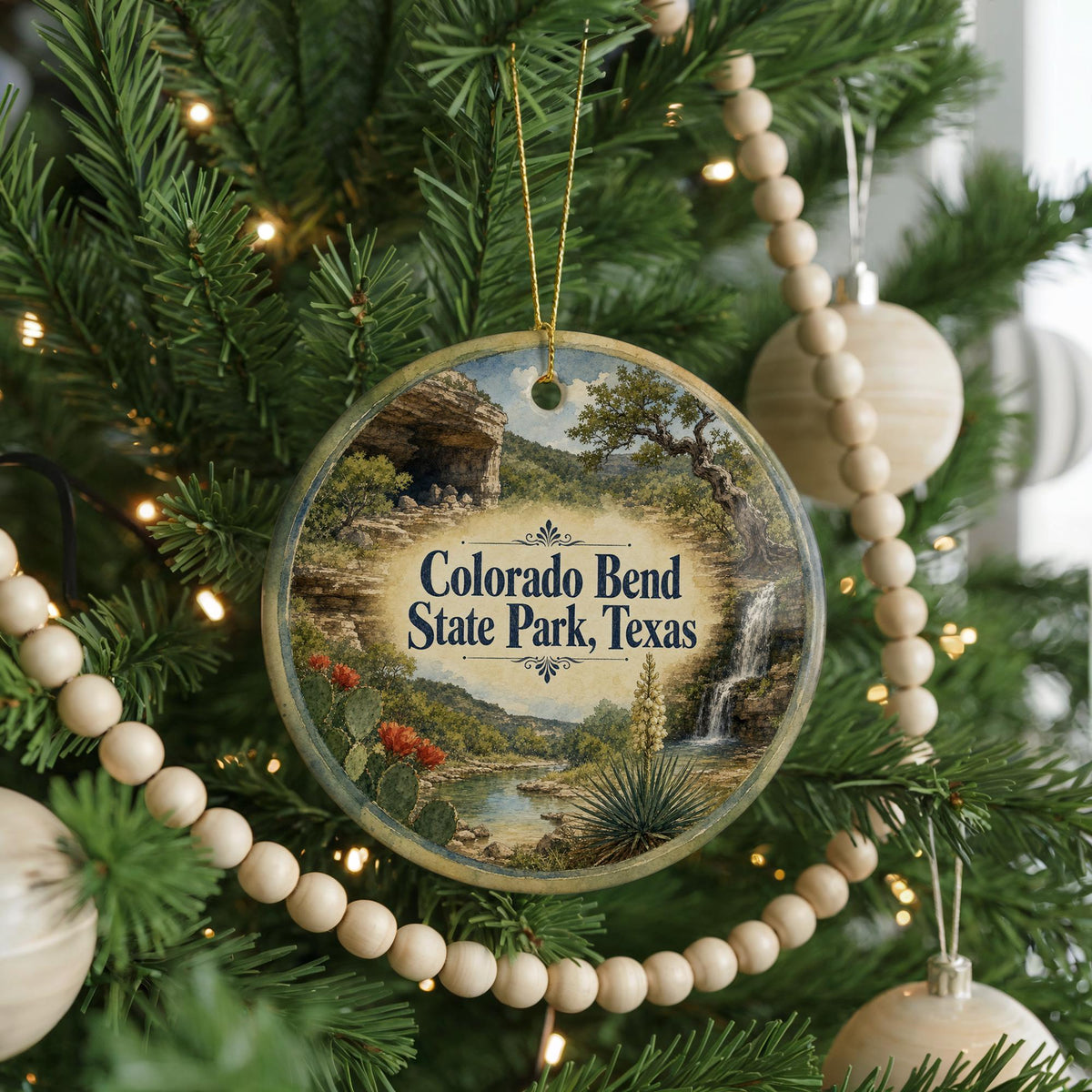 Colorado Bend State Park Texas Ceramic Ornament, Watercolor Park Landscape Souvenir, Travel Keepsake Gift, Texas State Park Decor — photo 6