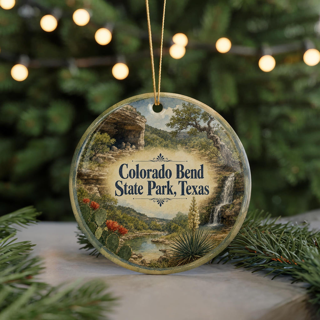 Colorado Bend State Park Texas Ceramic Ornament, Watercolor Park Landscape Souvenir, Travel Keepsake Gift, Texas State Park Decor — photo 7