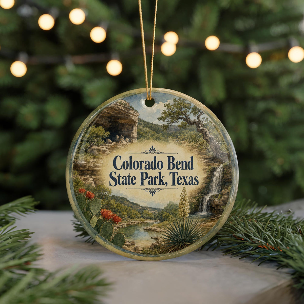Colorado Bend State Park Texas Ceramic Ornament, Watercolor Park Landscape Souvenir, Travel Keepsake Gift, Texas State Park Decor — photo 7