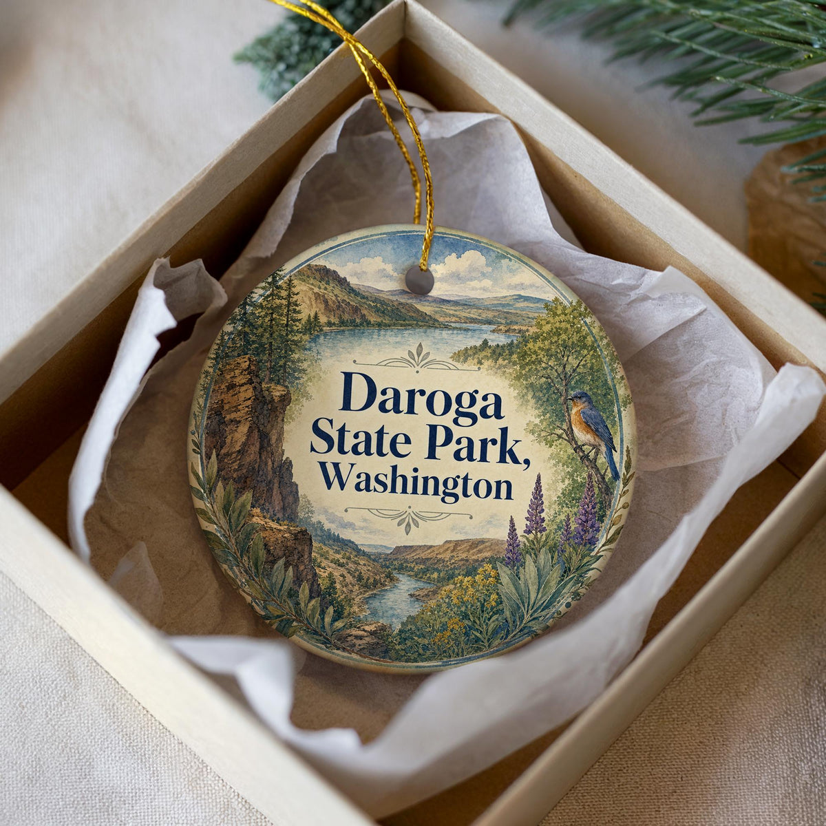 Daroga State Park Washington Watercolor Ceramic Ornament, Lake Chelan State Park Souvenir, Travel Keepsake Gift — photo 2