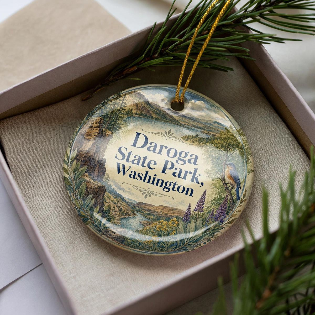 Daroga State Park Washington Watercolor Ceramic Ornament, Lake Chelan State Park Souvenir, Travel Keepsake Gift — photo 3