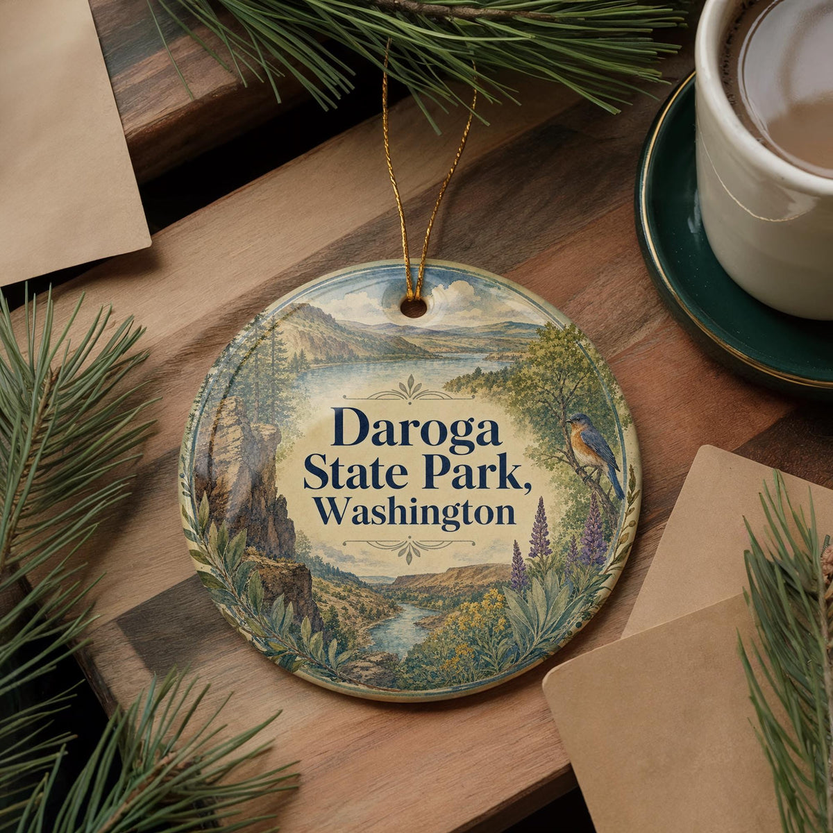 Daroga State Park Washington Watercolor Ceramic Ornament, Lake Chelan State Park Souvenir, Travel Keepsake Gift — photo 5