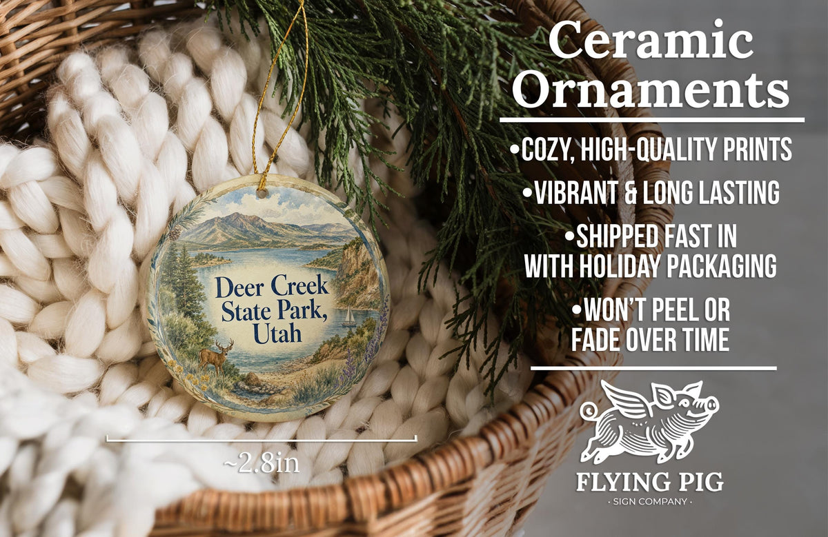 Deer Creek State Park Utah Watercolor Ceramic Ornament, Scenic Utah State Park Keepsake, Mountain Lake Souvenir Gift — photo 9
