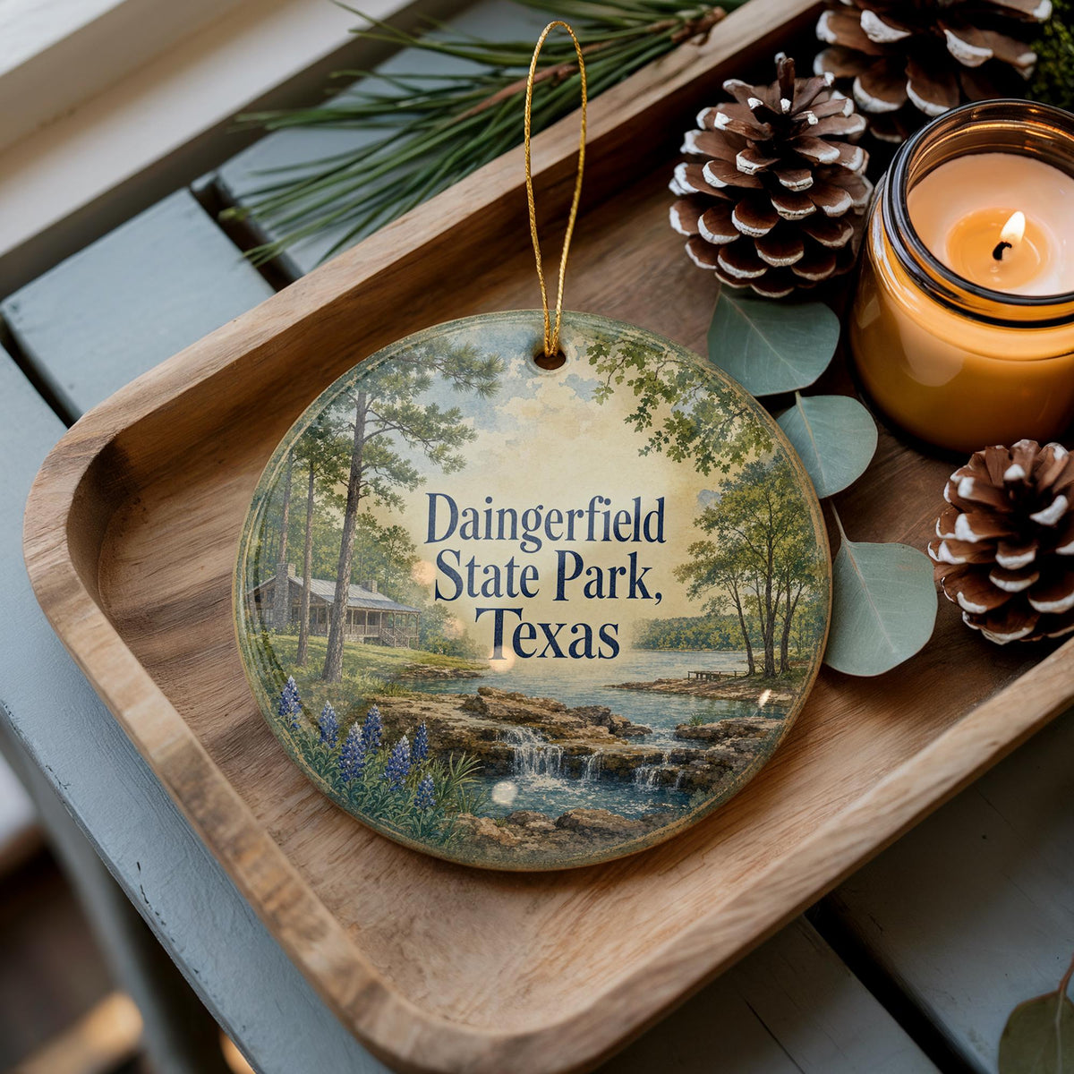 Daingerfield State Park Texas Ceramic Ornament, Watercolor Park Souvenir, Texas State Park Keepsake, Travel Gift — photo 1