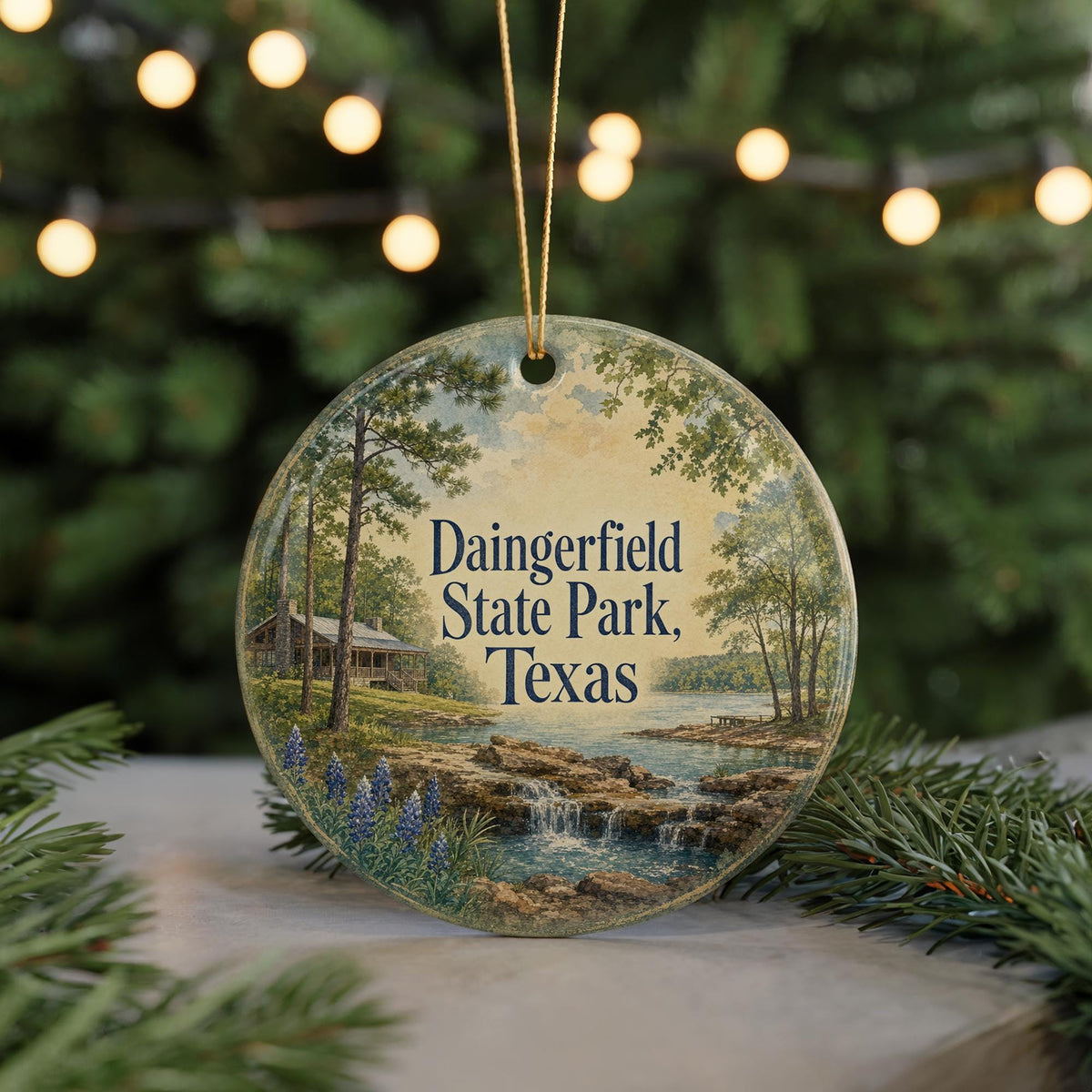 Daingerfield State Park Texas Ceramic Ornament, Watercolor Park Souvenir, Texas State Park Keepsake, Travel Gift — photo 7