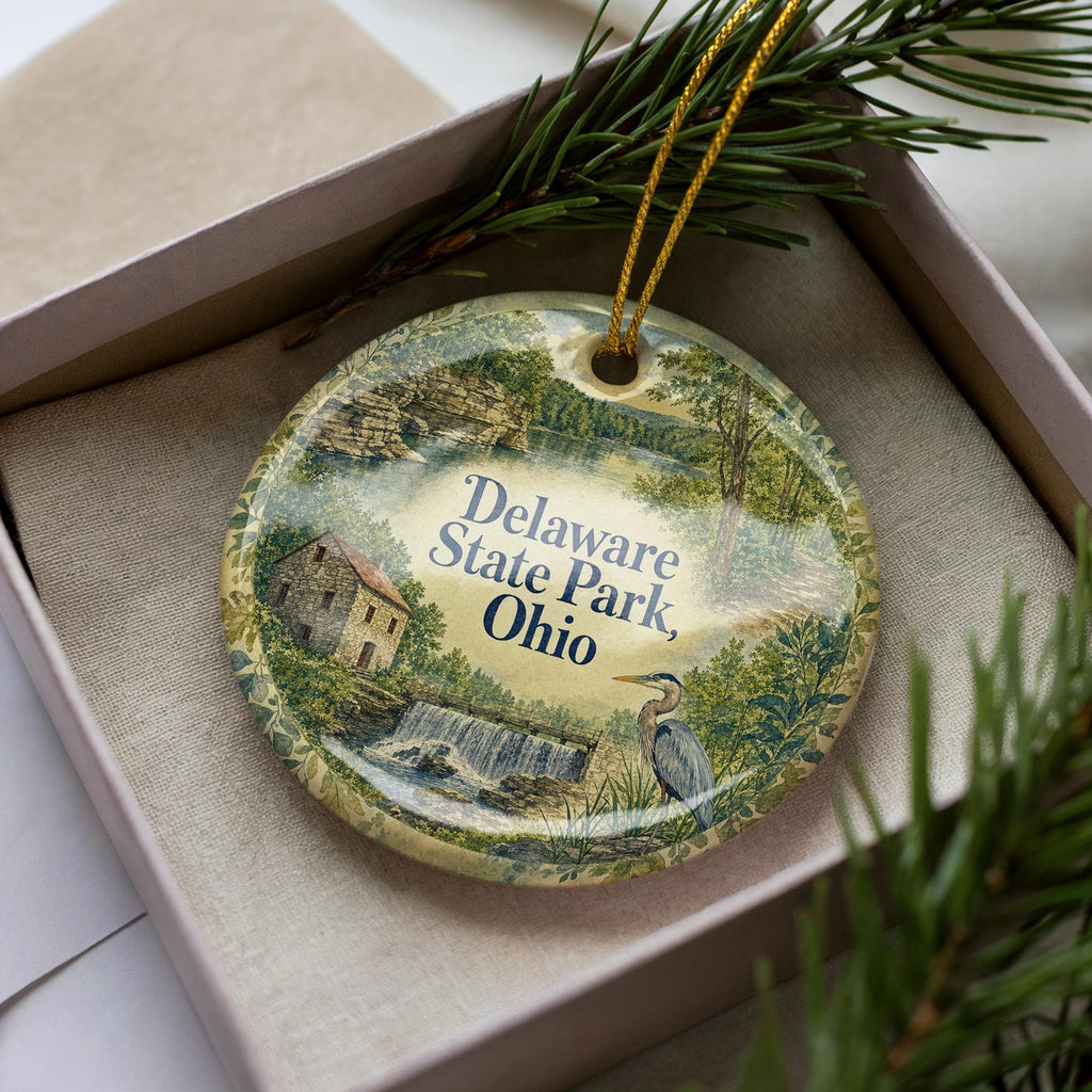 Watercolor Delaware State Park Ohio Ceramic Ornament, Delaware OH State Park Souvenir, Ohio Travel Keepsake, Nature Park Gift — photo 3