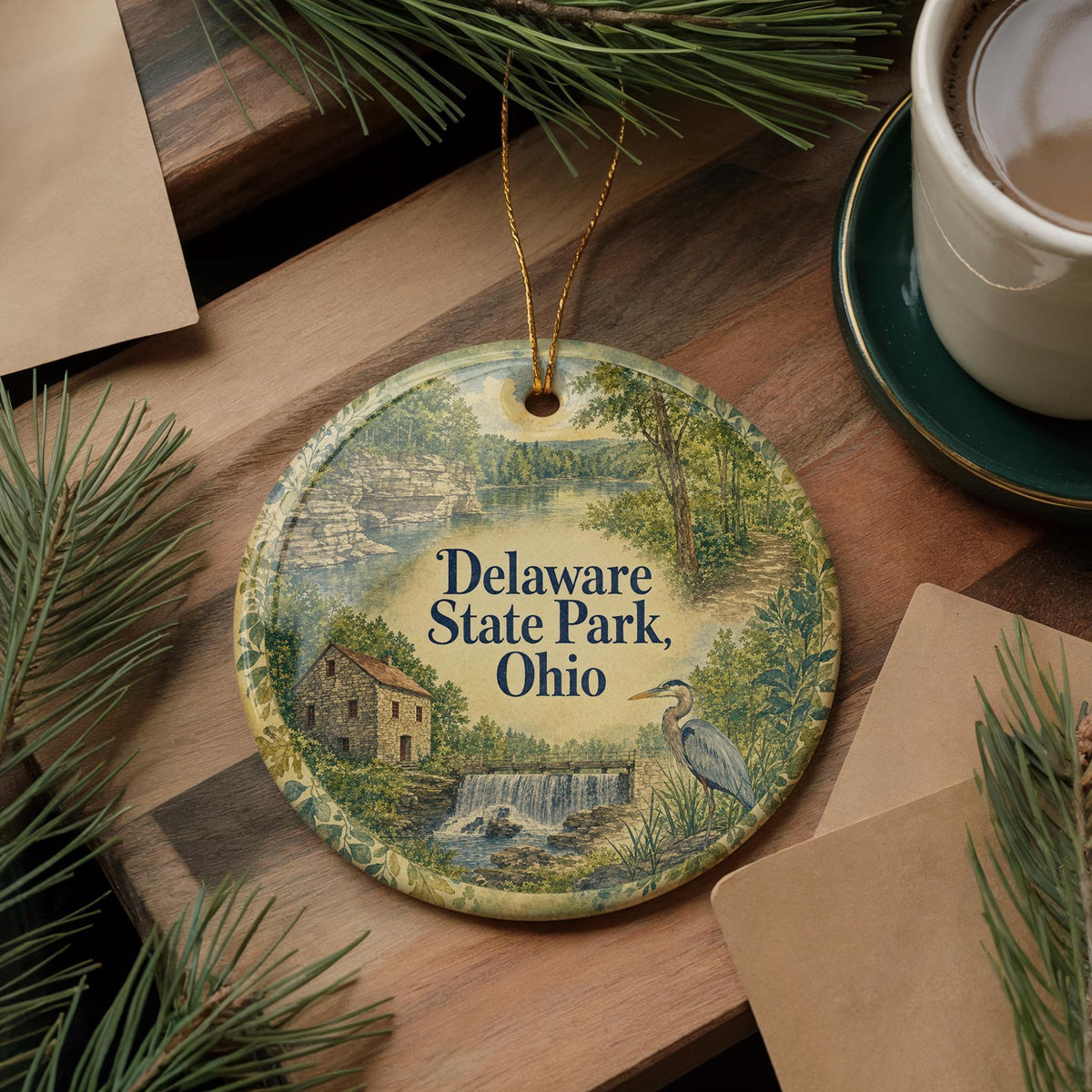 Watercolor Delaware State Park Ohio Ceramic Ornament, Delaware OH State Park Souvenir, Ohio Travel Keepsake, Nature Park Gift — photo 5