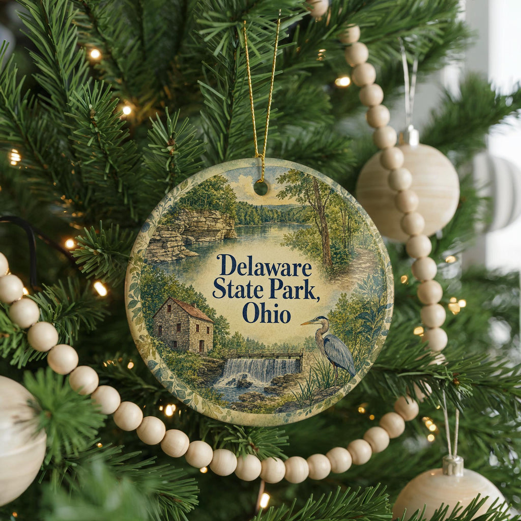 Watercolor Delaware State Park Ohio Ceramic Ornament, Delaware OH State Park Souvenir, Ohio Travel Keepsake, Nature Park Gift — photo 6