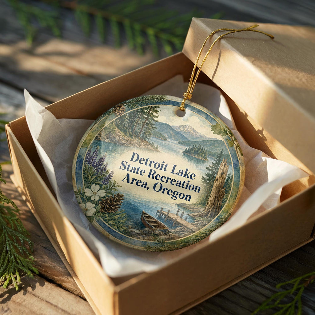 Detroit Lake State Recreation Area Oregon Watercolor Ceramic Ornament, Detroit Lake Souvenir, Oregon State Park Keepsake Decoration — photo 8
