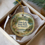 Echo Lake State Park New Hampshire Watercolor Ceramic Ornament, White Mountains Souvenir, NH Travel Gift, Lake & Mountain Keepsake — photo 2