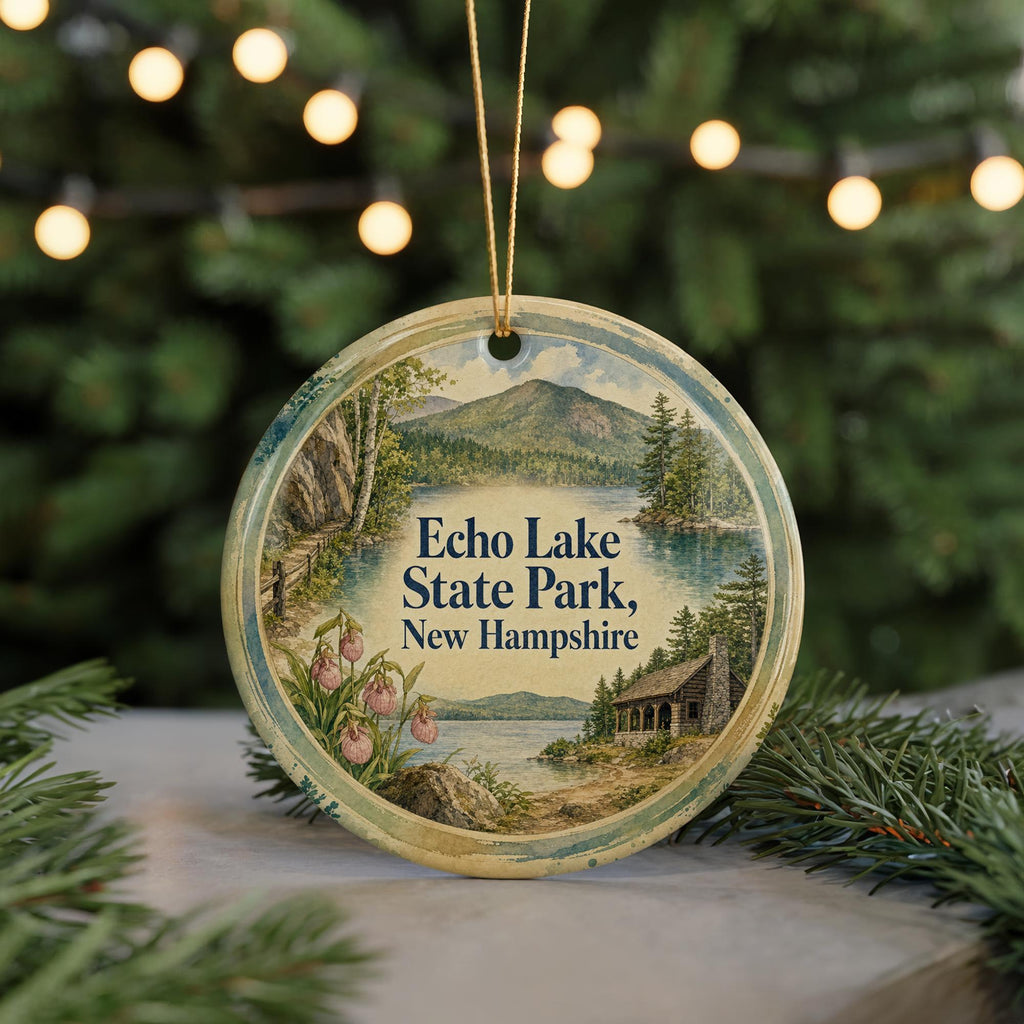 Echo Lake State Park New Hampshire Watercolor Ceramic Ornament, White Mountains Souvenir, NH Travel Gift, Lake & Mountain Keepsake — photo 7