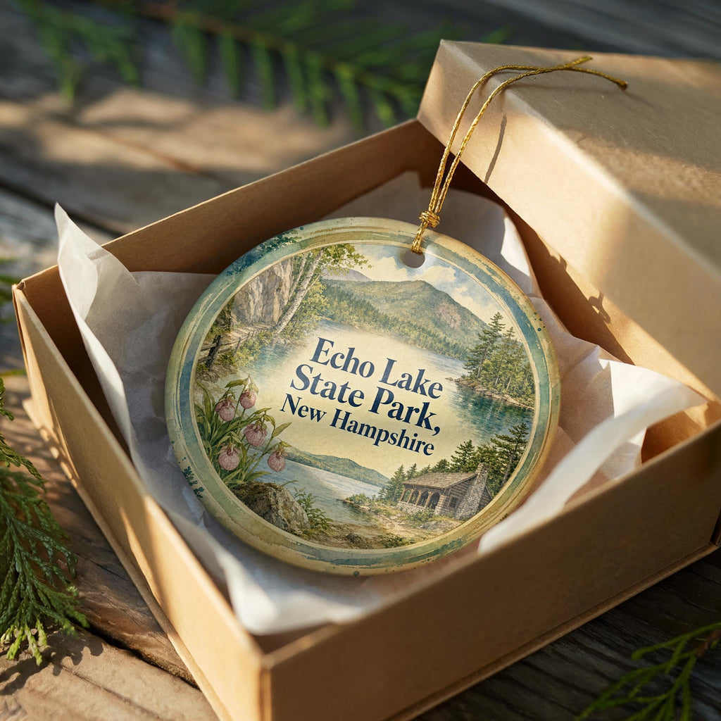 Echo Lake State Park New Hampshire Watercolor Ceramic Ornament, White Mountains Souvenir, NH Travel Gift, Lake & Mountain Keepsake — photo 8