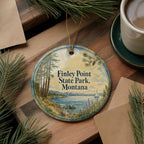 Finley Point State Park Montana Watercolor Ceramic Ornament, Flathead Lake Travel Souvenir, Montana State Park Keepsake — photo 5