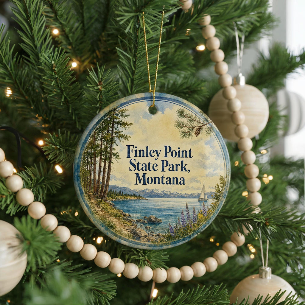 Finley Point State Park Montana Watercolor Ceramic Ornament, Flathead Lake Travel Souvenir, Montana State Park Keepsake — photo 6