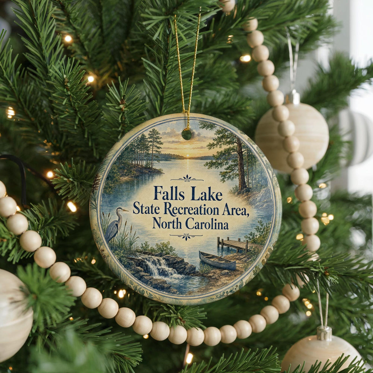 Falls Lake State Recreation Area North Carolina Watercolor Ceramic Ornament, NC State Park Travel Souvenir Gift — photo 6