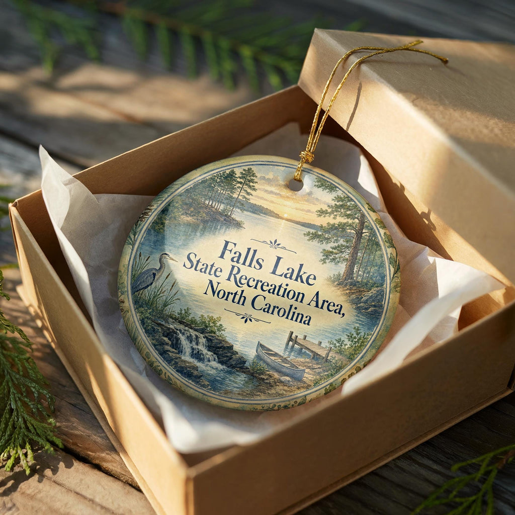 Falls Lake State Recreation Area North Carolina Watercolor Ceramic Ornament, NC State Park Travel Souvenir Gift — photo 8