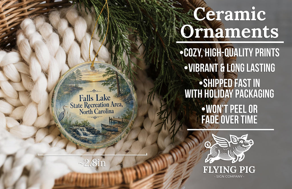 Falls Lake State Recreation Area North Carolina Watercolor Ceramic Ornament, NC State Park Travel Souvenir Gift — photo 9