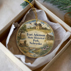 Fort Atkinson State Historical Park Nebraska Watercolor Ceramic Ornament, Historic Fort Landmark Souvenir Gift, Nebraska Travel Keepsake — photo 2