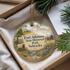 Fort Atkinson State Historical Park Nebraska Watercolor Ceramic Ornament, Historic Fort Landmark Souvenir Gift, Nebraska Travel Keepsake — photo 4