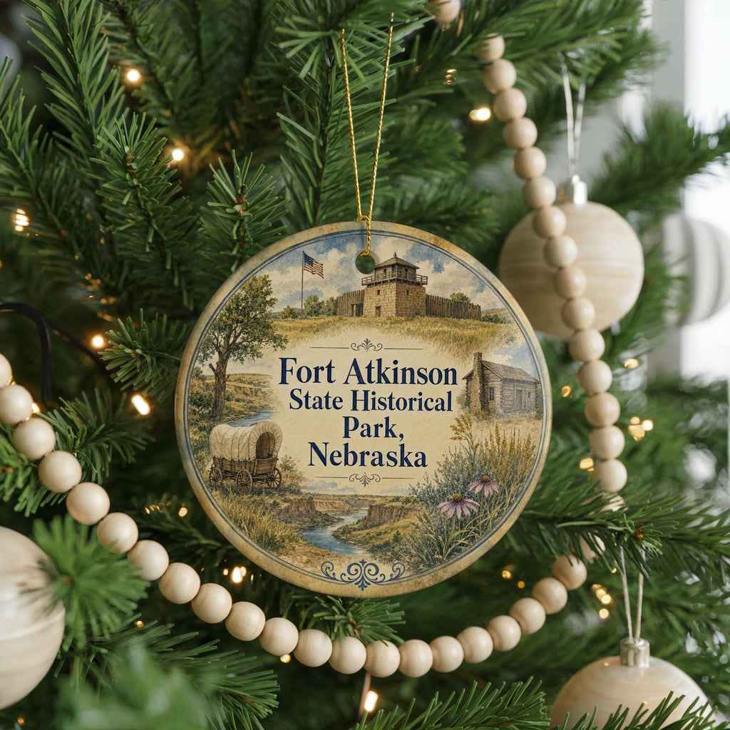 Fort Atkinson State Historical Park Nebraska Watercolor Ceramic Ornament, Historic Fort Landmark Souvenir Gift, Nebraska Travel Keepsake — photo 6