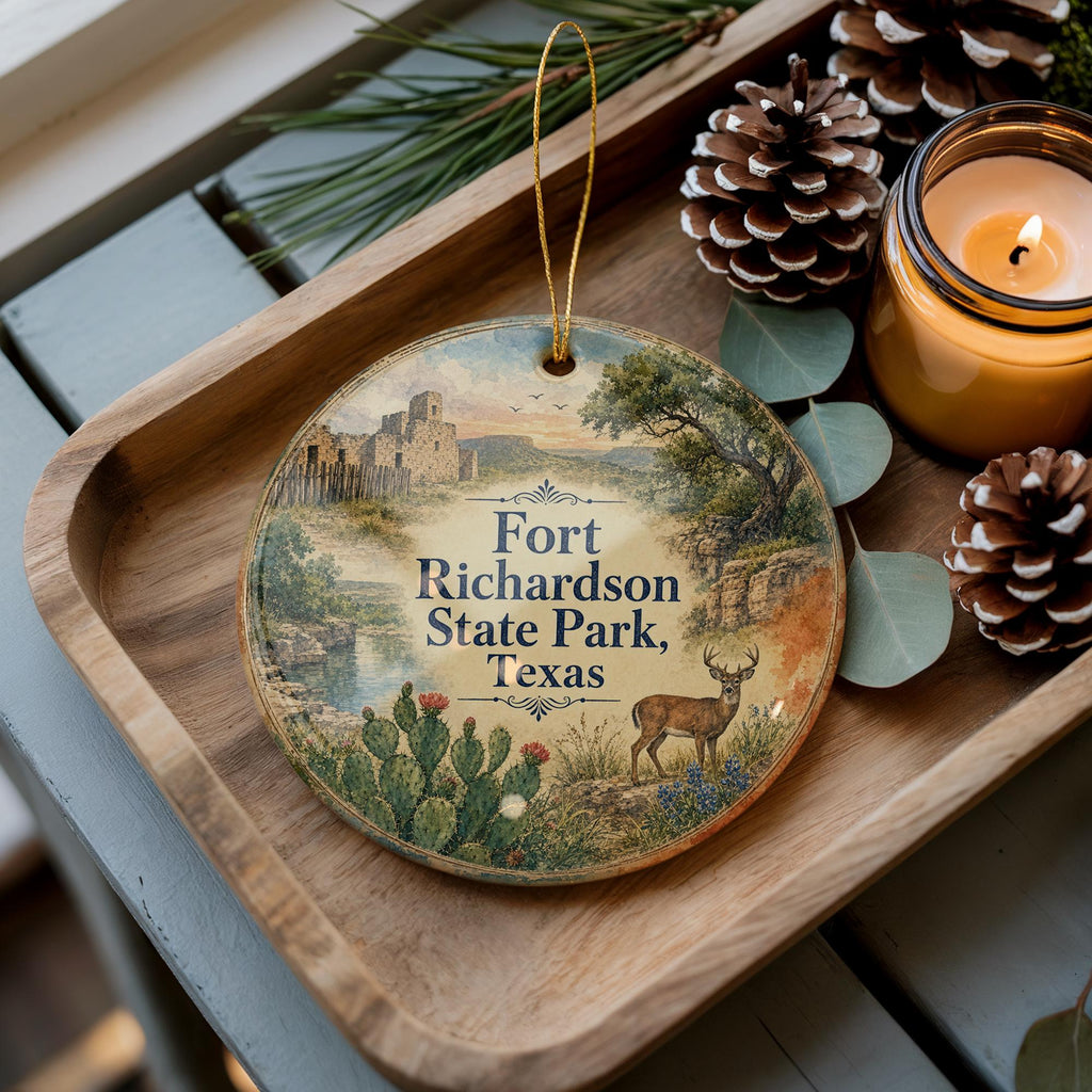 Fort Richardson State Park Texas Watercolor Ceramic Ornament, Fort Richardson Historic Site Souvenir Gift, Jacksboro TX Keepsake — photo 1