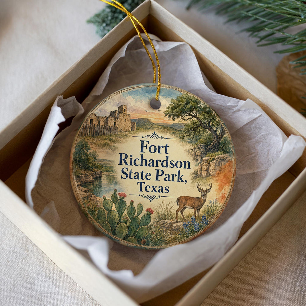 Fort Richardson State Park Texas Watercolor Ceramic Ornament, Fort Richardson Historic Site Souvenir Gift, Jacksboro TX Keepsake — photo 3