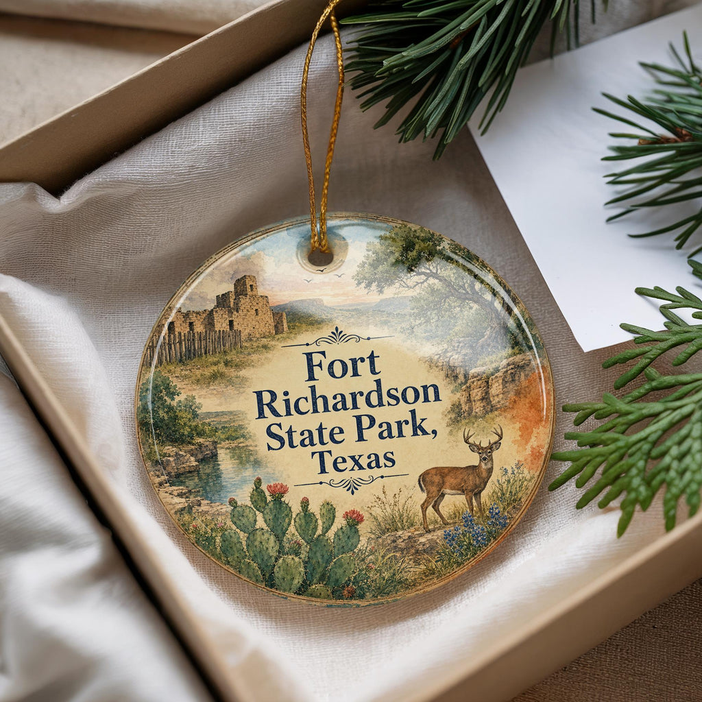 Fort Richardson State Park Texas Watercolor Ceramic Ornament, Fort Richardson Historic Site Souvenir Gift, Jacksboro TX Keepsake — photo 4