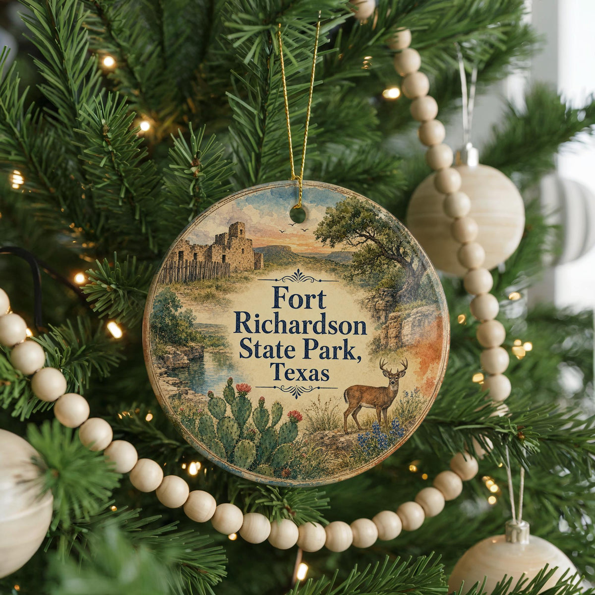 Fort Richardson State Park Texas Watercolor Ceramic Ornament, Fort Richardson Historic Site Souvenir Gift, Jacksboro TX Keepsake — photo 6