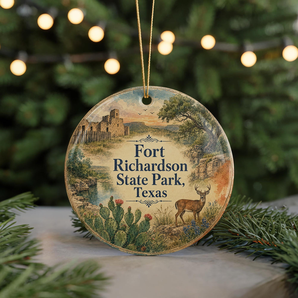 Fort Richardson State Park Texas Watercolor Ceramic Ornament, Fort Richardson Historic Site Souvenir Gift, Jacksboro TX Keepsake — photo 7