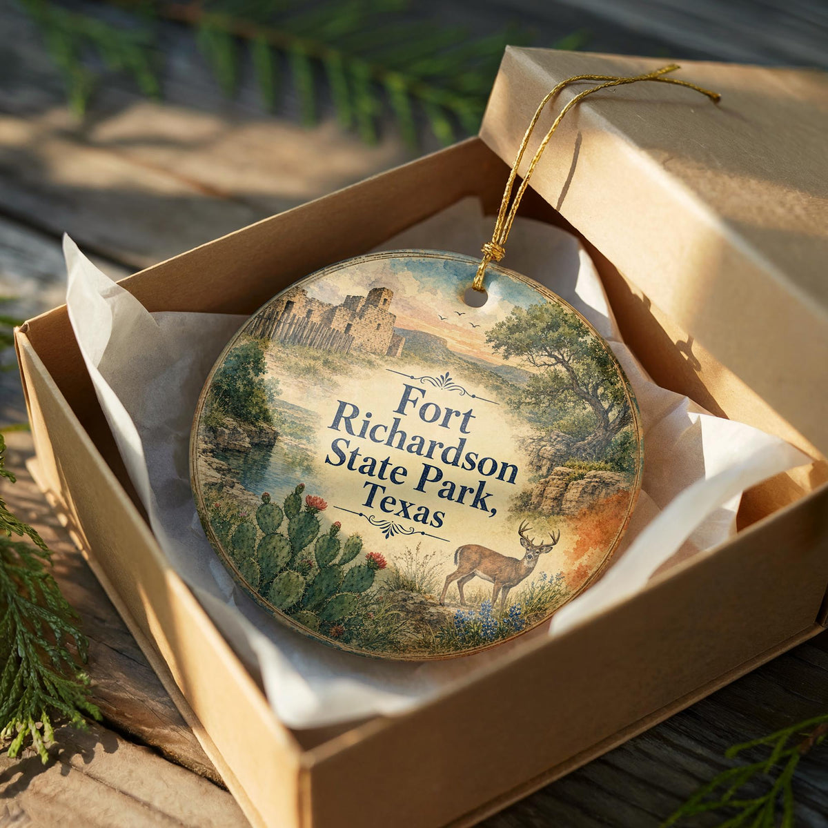 Fort Richardson State Park Texas Watercolor Ceramic Ornament, Fort Richardson Historic Site Souvenir Gift, Jacksboro TX Keepsake — photo 8