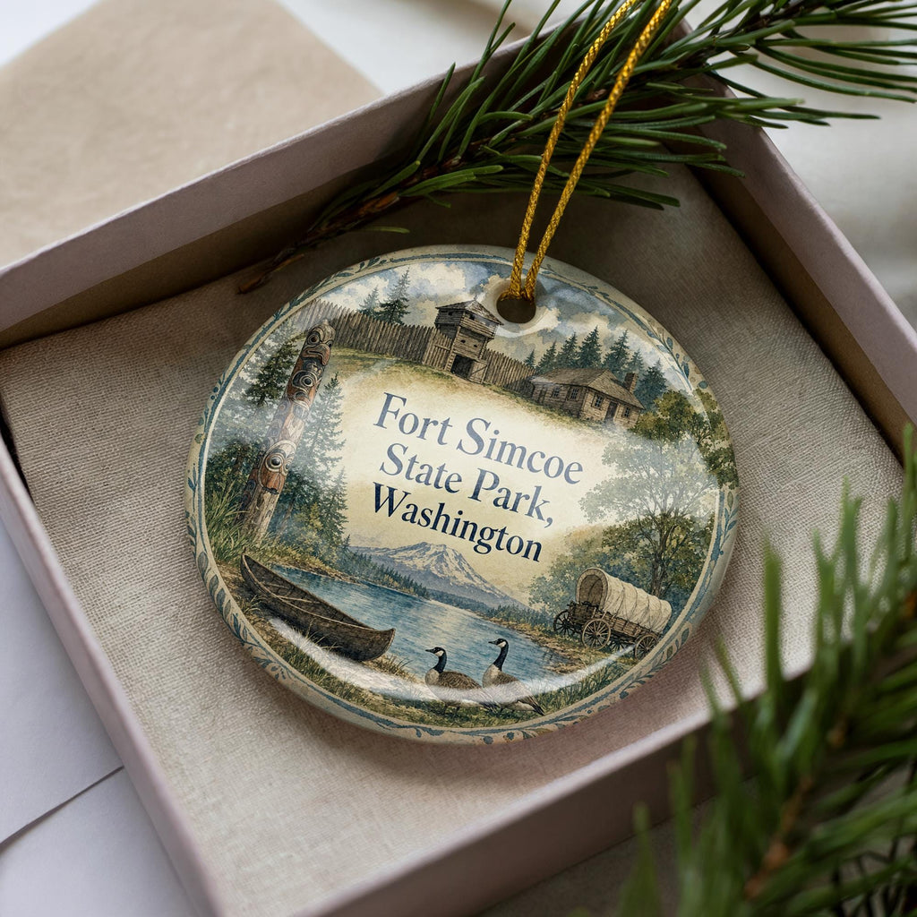 Fort Simcoe State Park Washington Watercolor Ceramic Ornament, Historic Park Souvenir, Pacific Northwest Travel Keepsake — photo 2