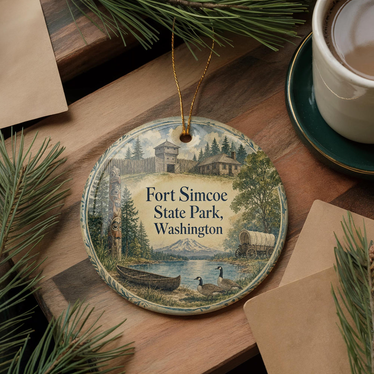 Fort Simcoe State Park Washington Watercolor Ceramic Ornament, Historic Park Souvenir, Pacific Northwest Travel Keepsake — photo 5