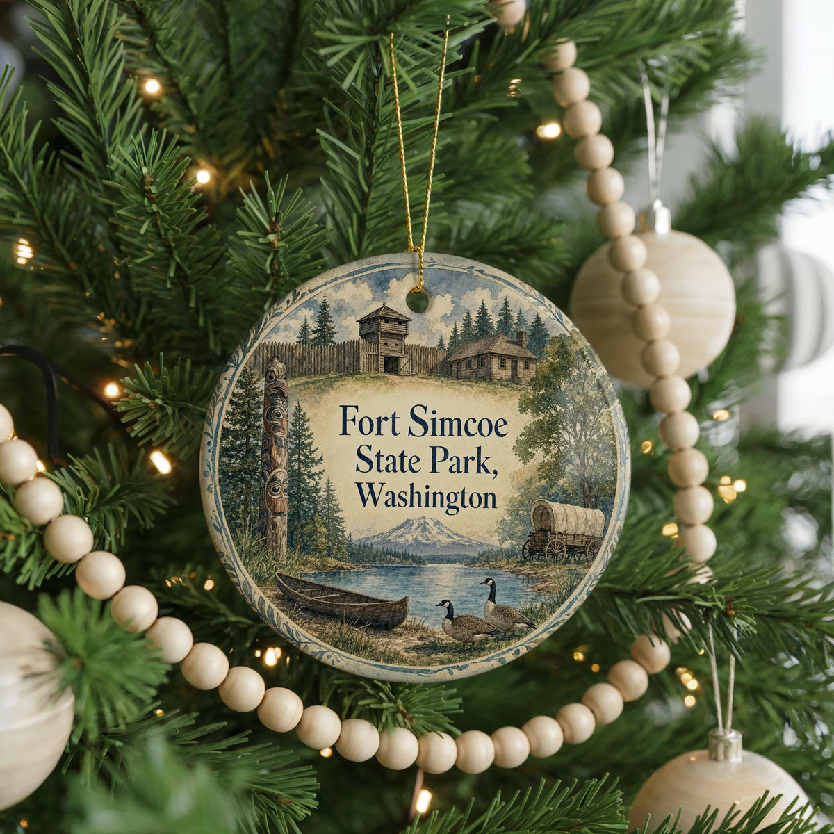 Fort Simcoe State Park Washington Watercolor Ceramic Ornament, Historic Park Souvenir, Pacific Northwest Travel Keepsake — photo 6