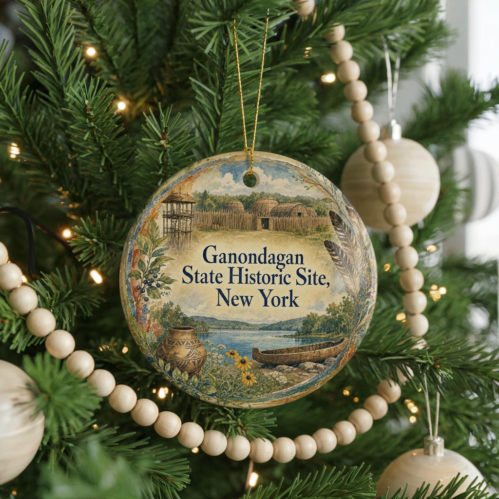 Ganondagan State Historic Site New York Watercolor Ceramic Ornament, Rochester NY Landmark Souvenir Gift, Travel Keepsake Decor — photo 6