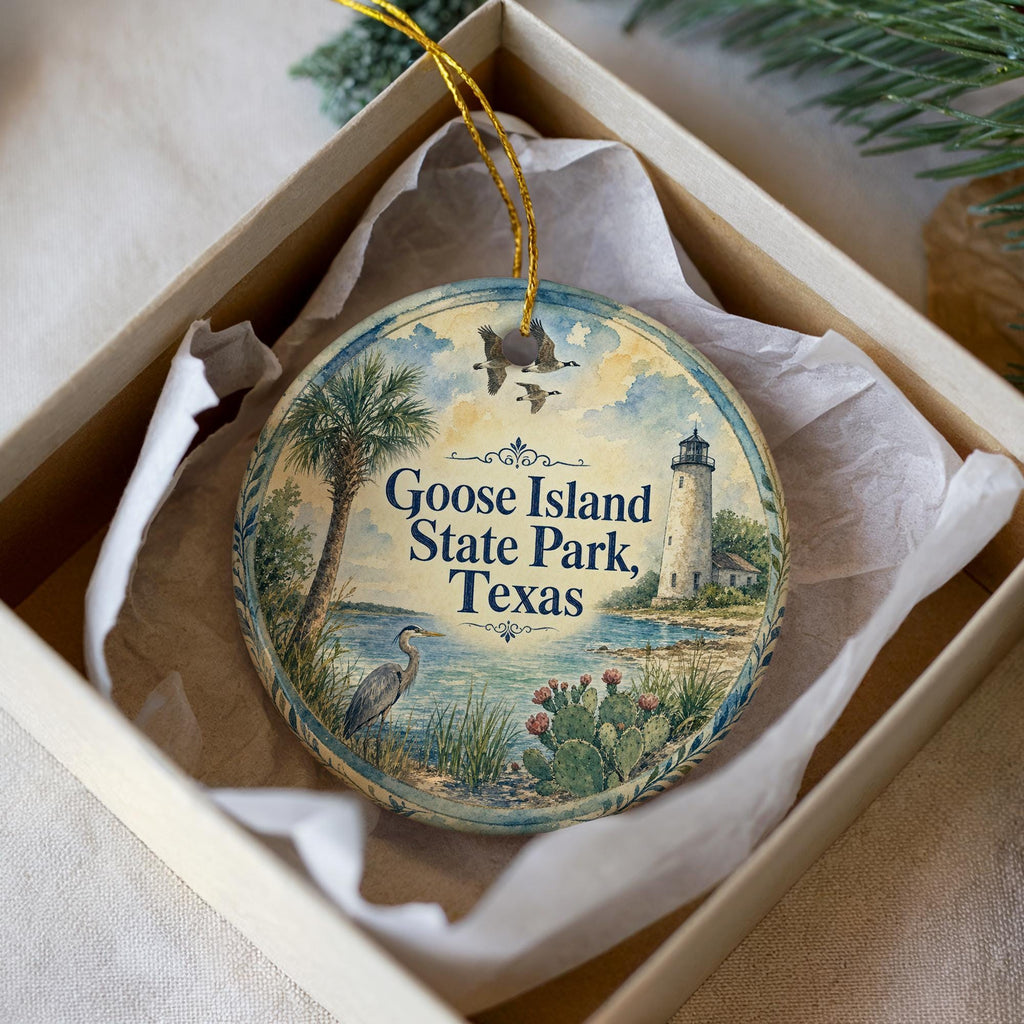 Goose Island State Park Texas Ceramic Ornament, Watercolor Park Souvenir, Coastal Texas Travel Keepsake, Nature Landmark Gift — photo 1