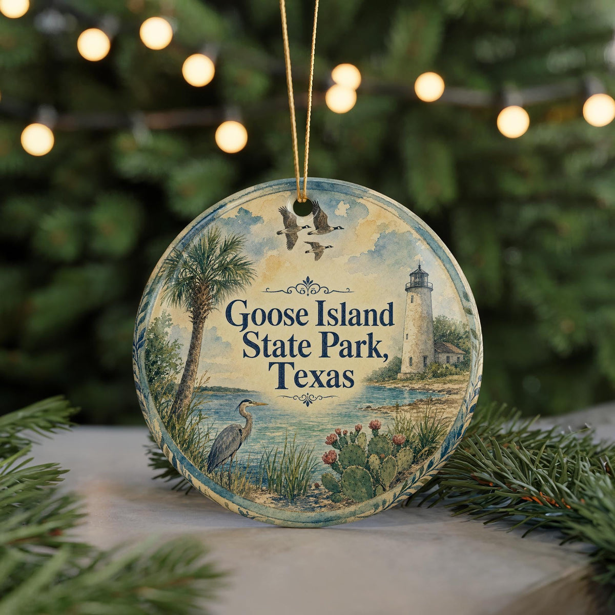Goose Island State Park Texas Ceramic Ornament, Watercolor Park Souvenir, Coastal Texas Travel Keepsake, Nature Landmark Gift — photo 7