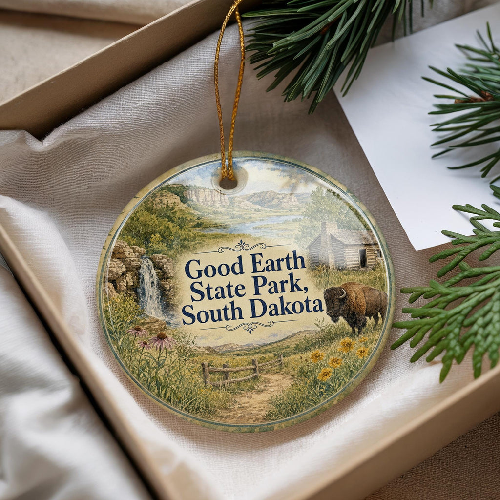 Good Earth State Park South Dakota Watercolor Ceramic Ornament, Sioux Falls Nature Park Travel Souvenir Keepsake Gift — photo 4
