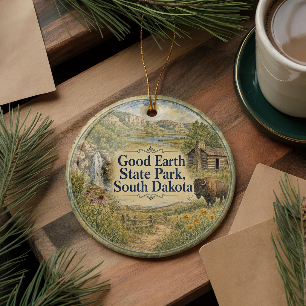 Good Earth State Park South Dakota Watercolor Ceramic Ornament, Sioux Falls Nature Park Travel Souvenir Keepsake Gift — photo 5