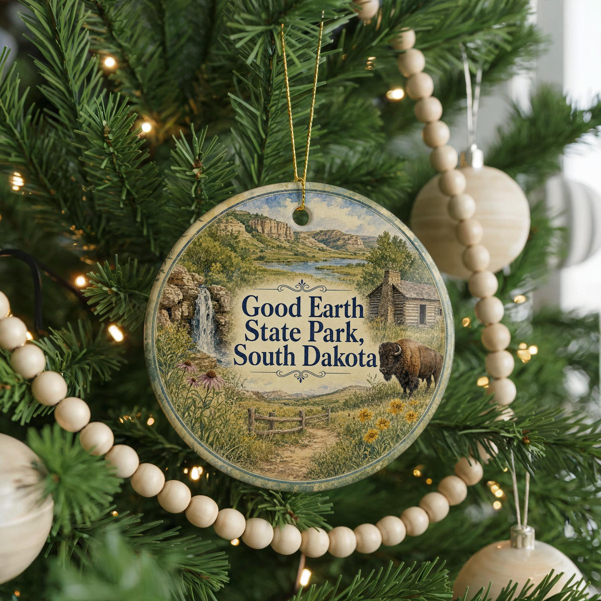Good Earth State Park South Dakota Watercolor Ceramic Ornament, Sioux Falls Nature Park Travel Souvenir Keepsake Gift — photo 6