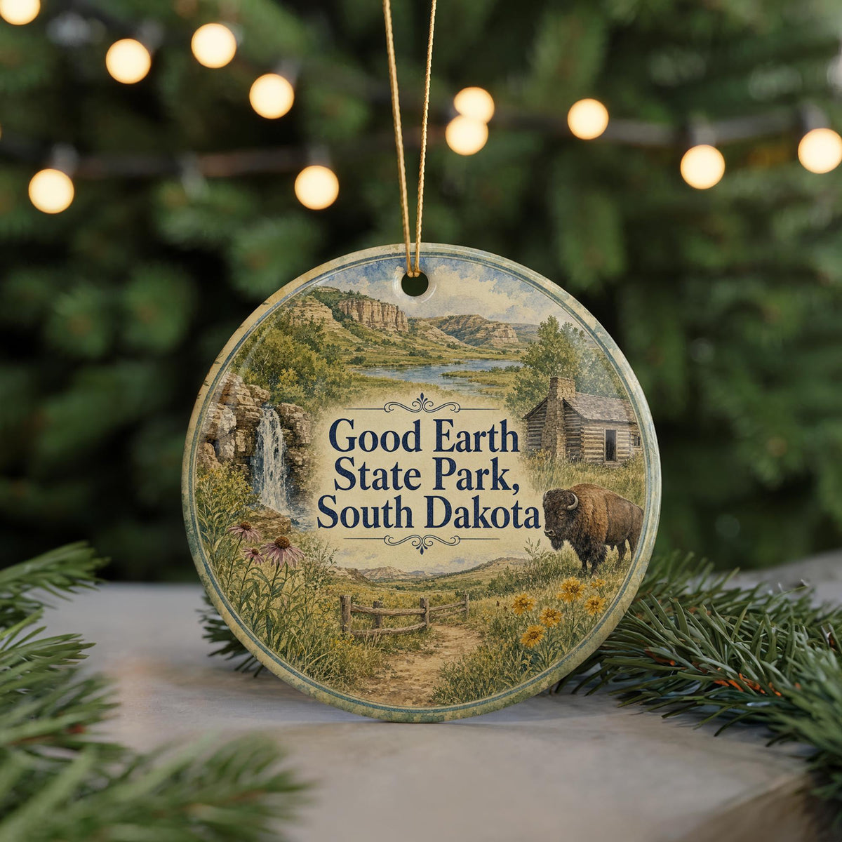 Good Earth State Park South Dakota Watercolor Ceramic Ornament, Sioux Falls Nature Park Travel Souvenir Keepsake Gift — photo 7