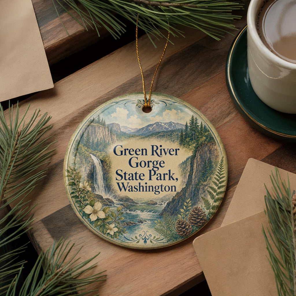 Green River Gorge State Park Washington Watercolor Ceramic Ornament, Scenic Park Souvenir Keepsake Gift — photo 5