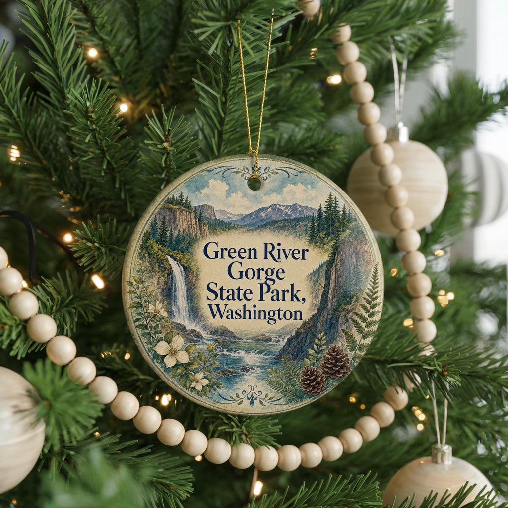 Green River Gorge State Park Washington Watercolor Ceramic Ornament, Scenic Park Souvenir Keepsake Gift — photo 6